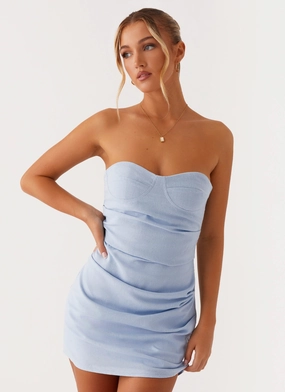 Trendy Design Neutral Look Arlene Bustier Mini Dress - Blue