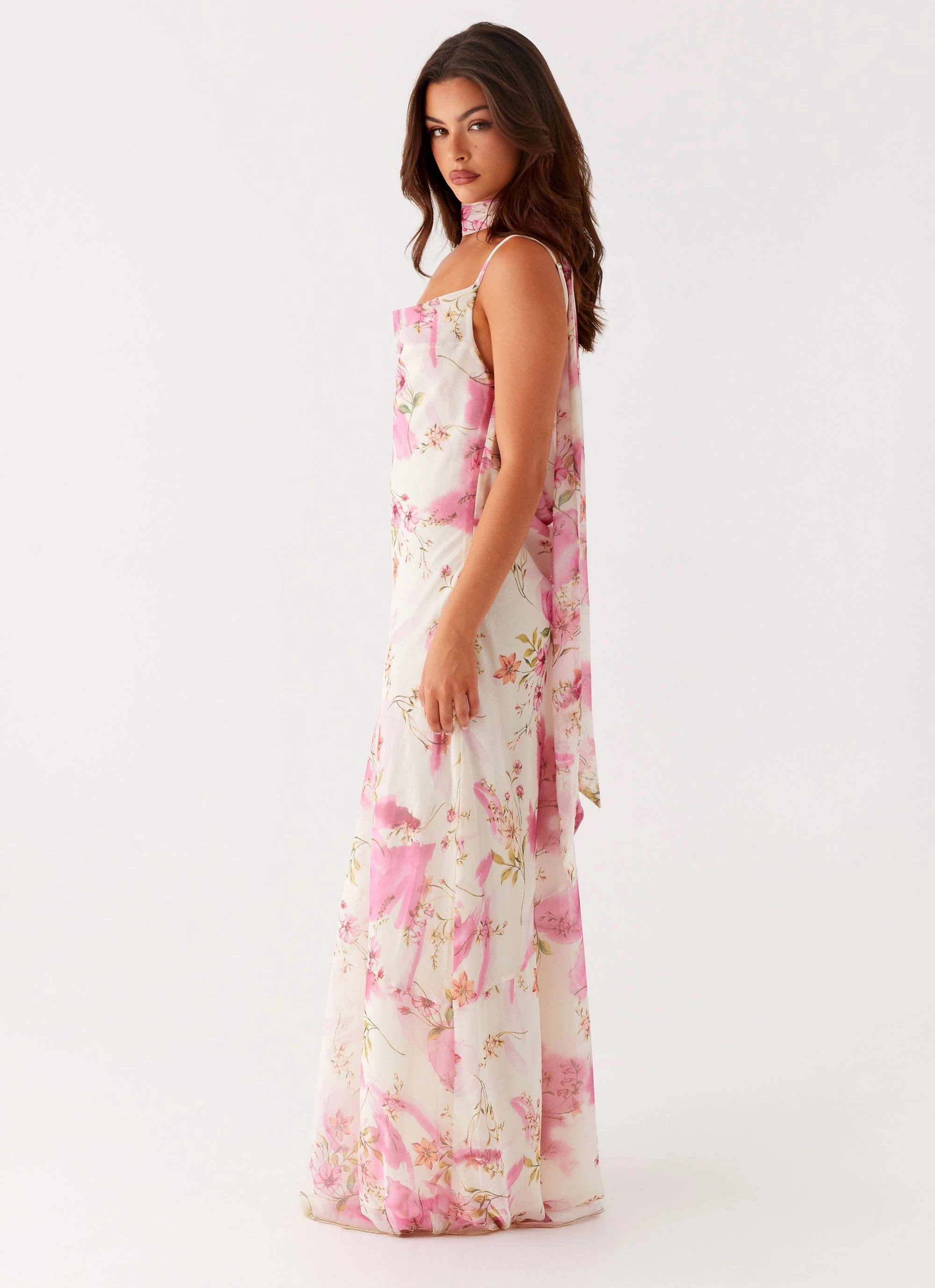 Practical work-to-play piece Natural Silhouette Spencer Maxi Dress - Ivory Floral Print
