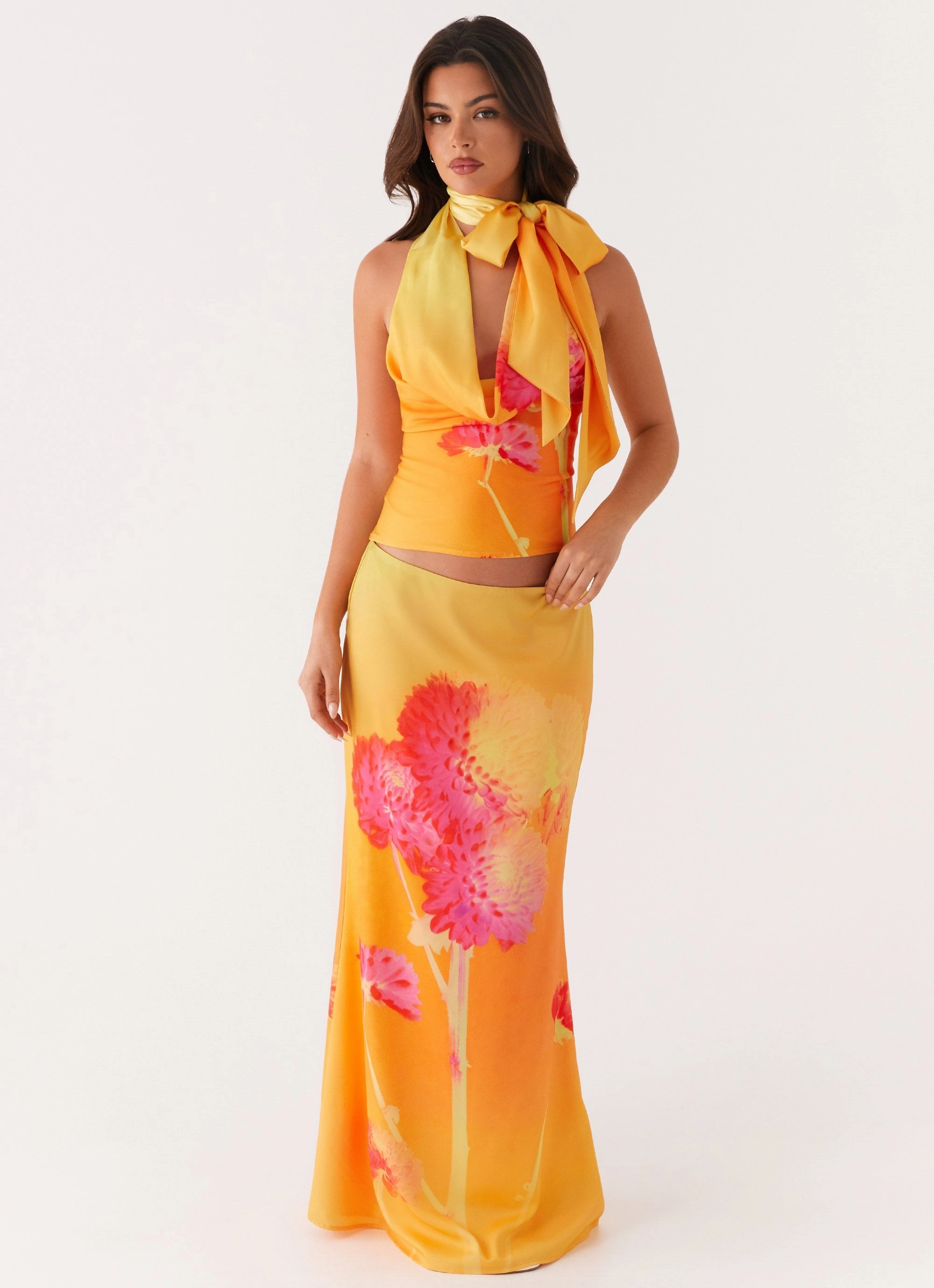 Low Impact Manufacturing NaturalFiberBlend Nala Top - Orange Floral