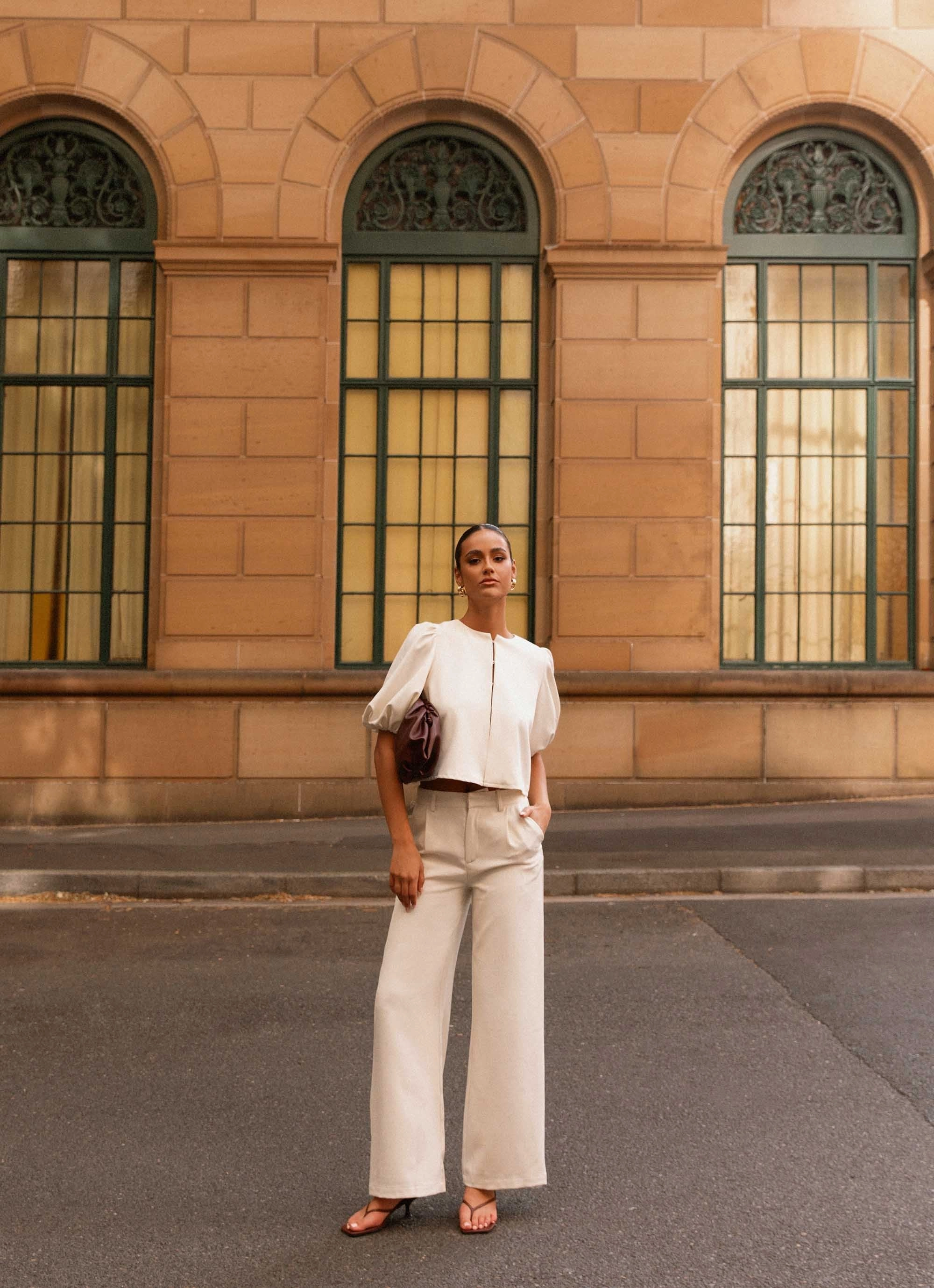 Performance Fit Water Resistant Leila Suiting Pants - Ivory