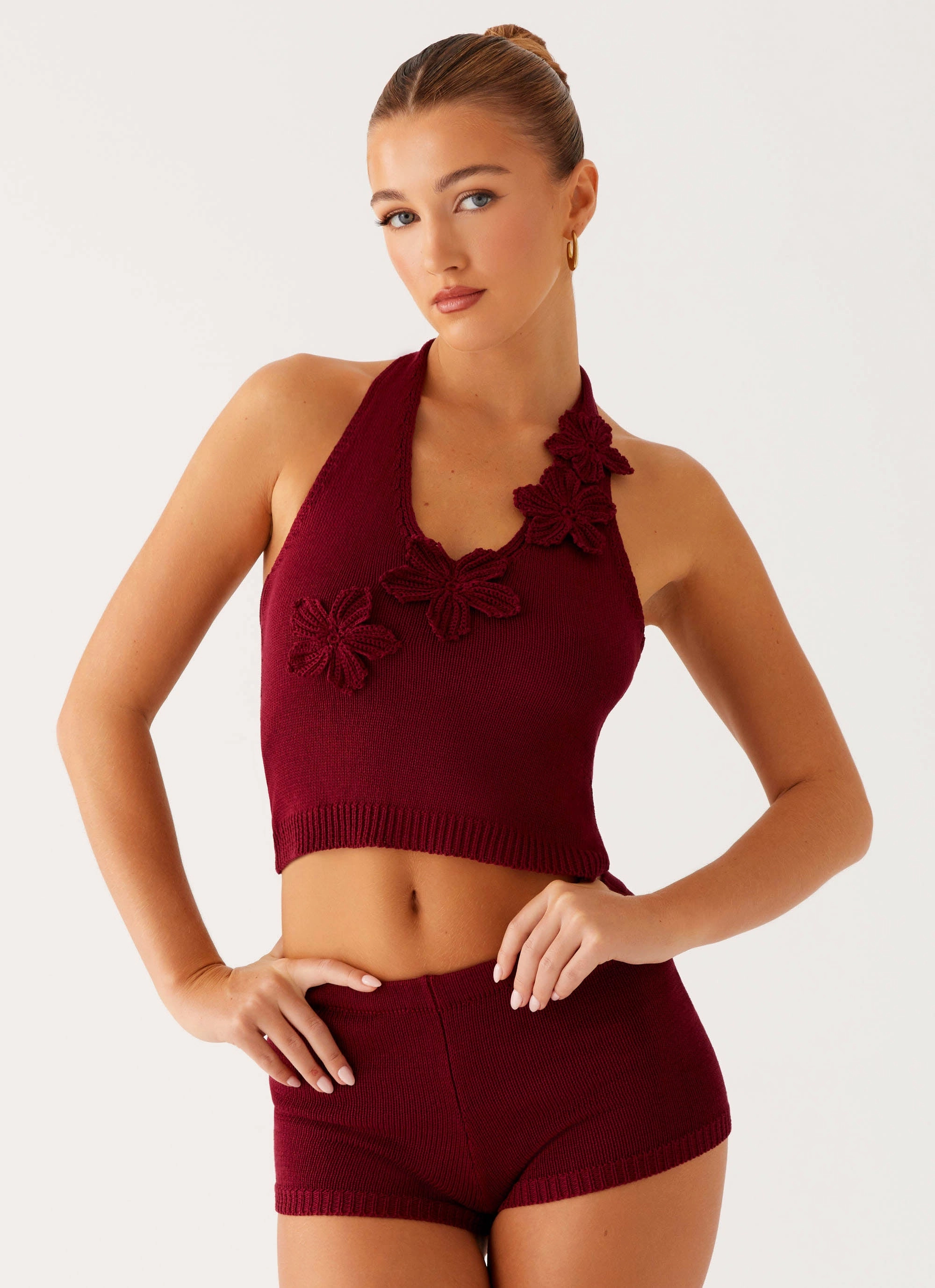 LaserCutVents Miffy Crochet Top - Maroon