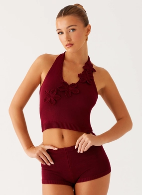 LaserCutVents Miffy Crochet Top - Maroon