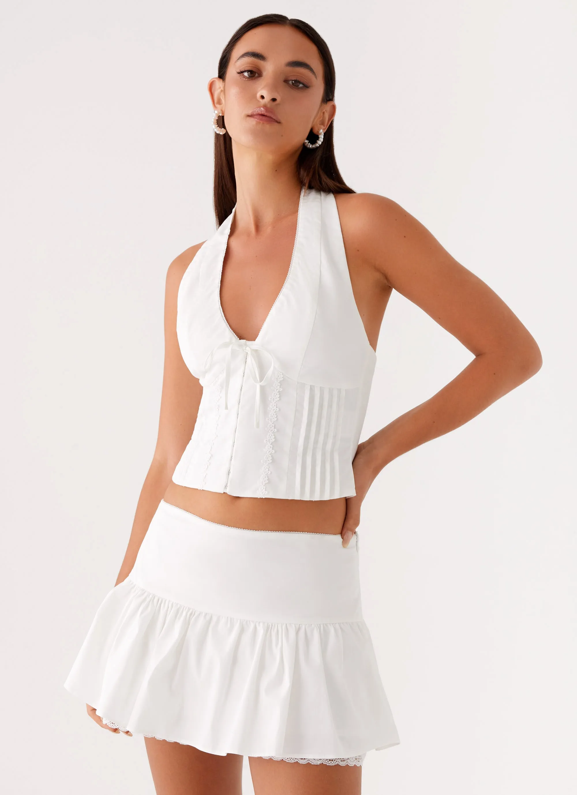 Fresh Vibe Creative Layering Mavis Mini Skirt - White