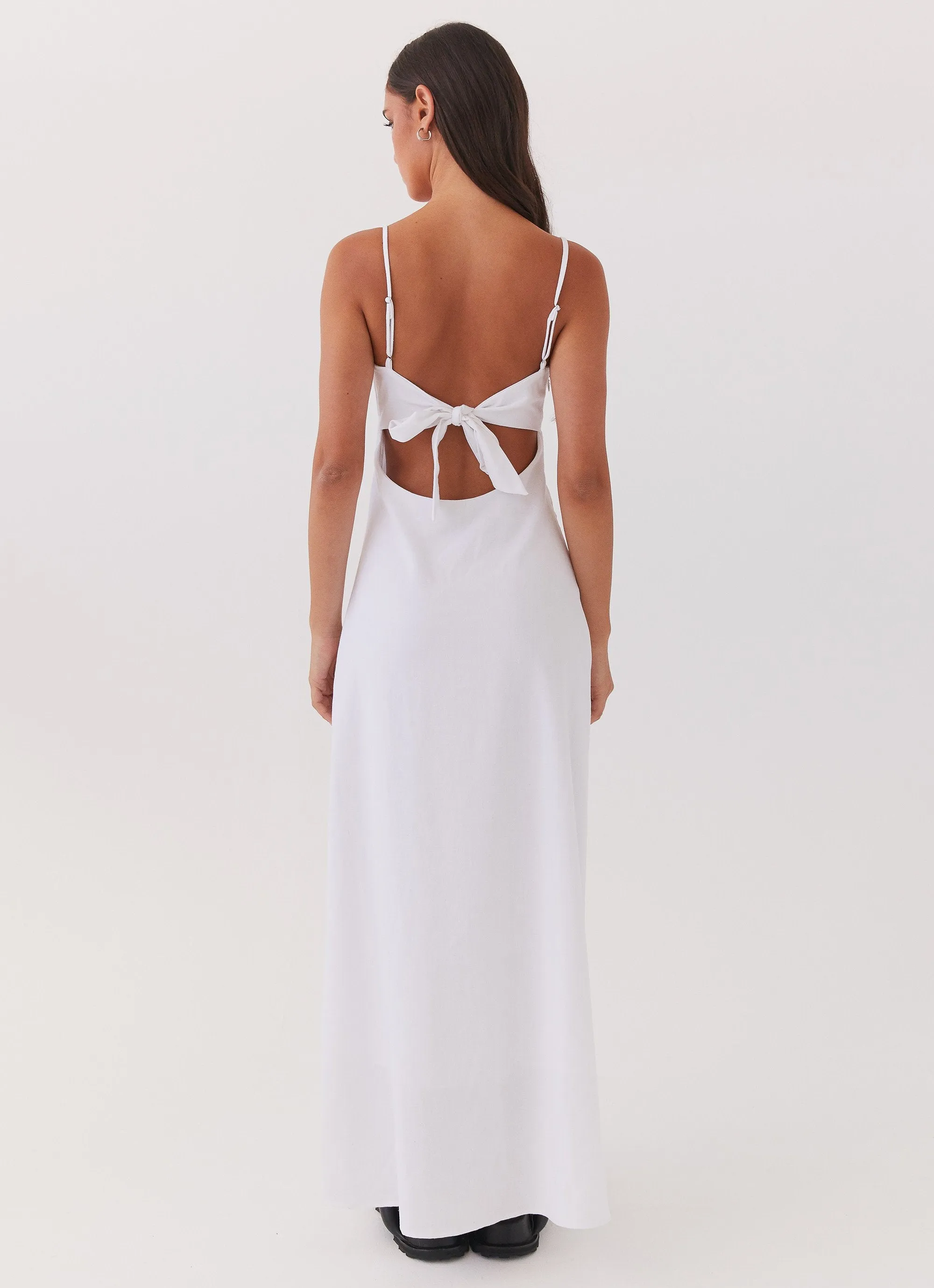 Flora Linen Maxi Dress - White Versatile Clothing youth trend