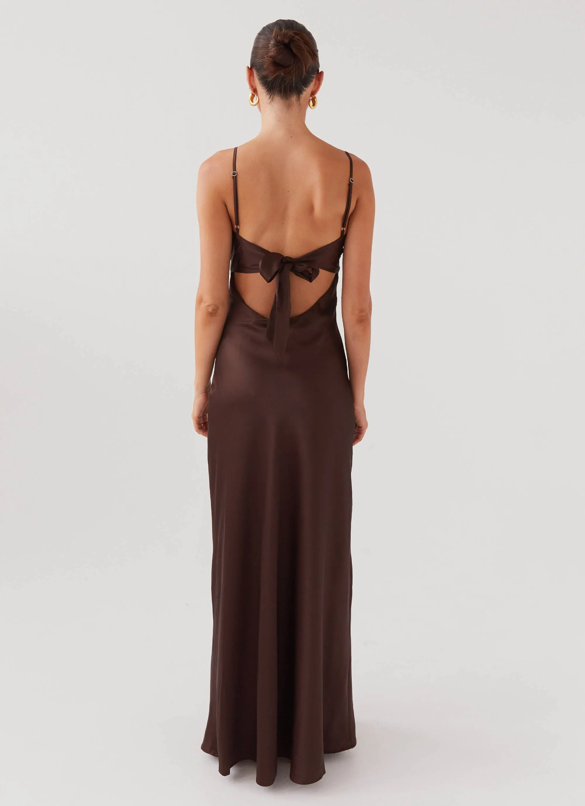 Flora Satin Maxi Dress - Chocolate Bold Prints