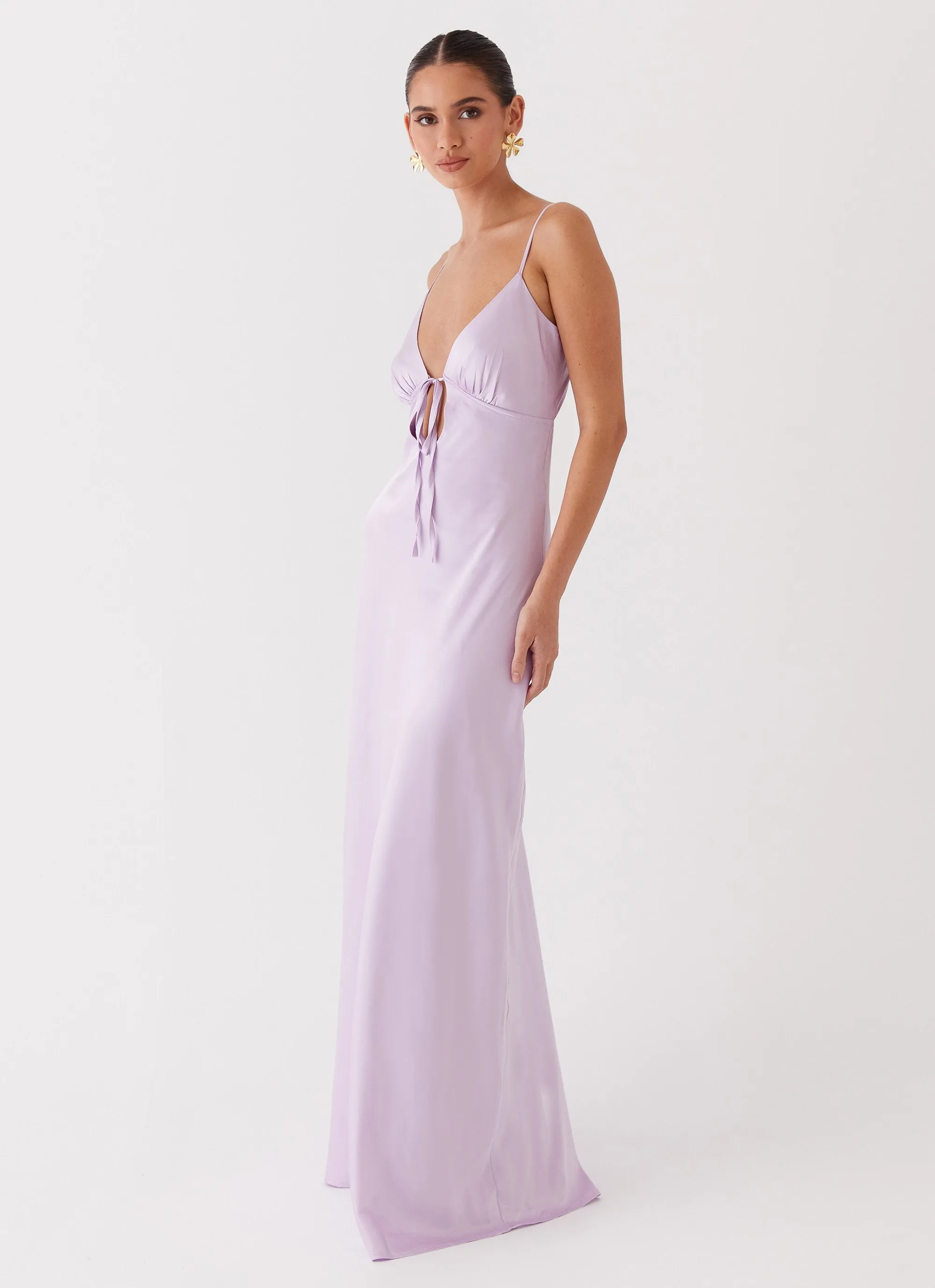 Exclusive Collection Flora Satin Maxi Dress - Lilac