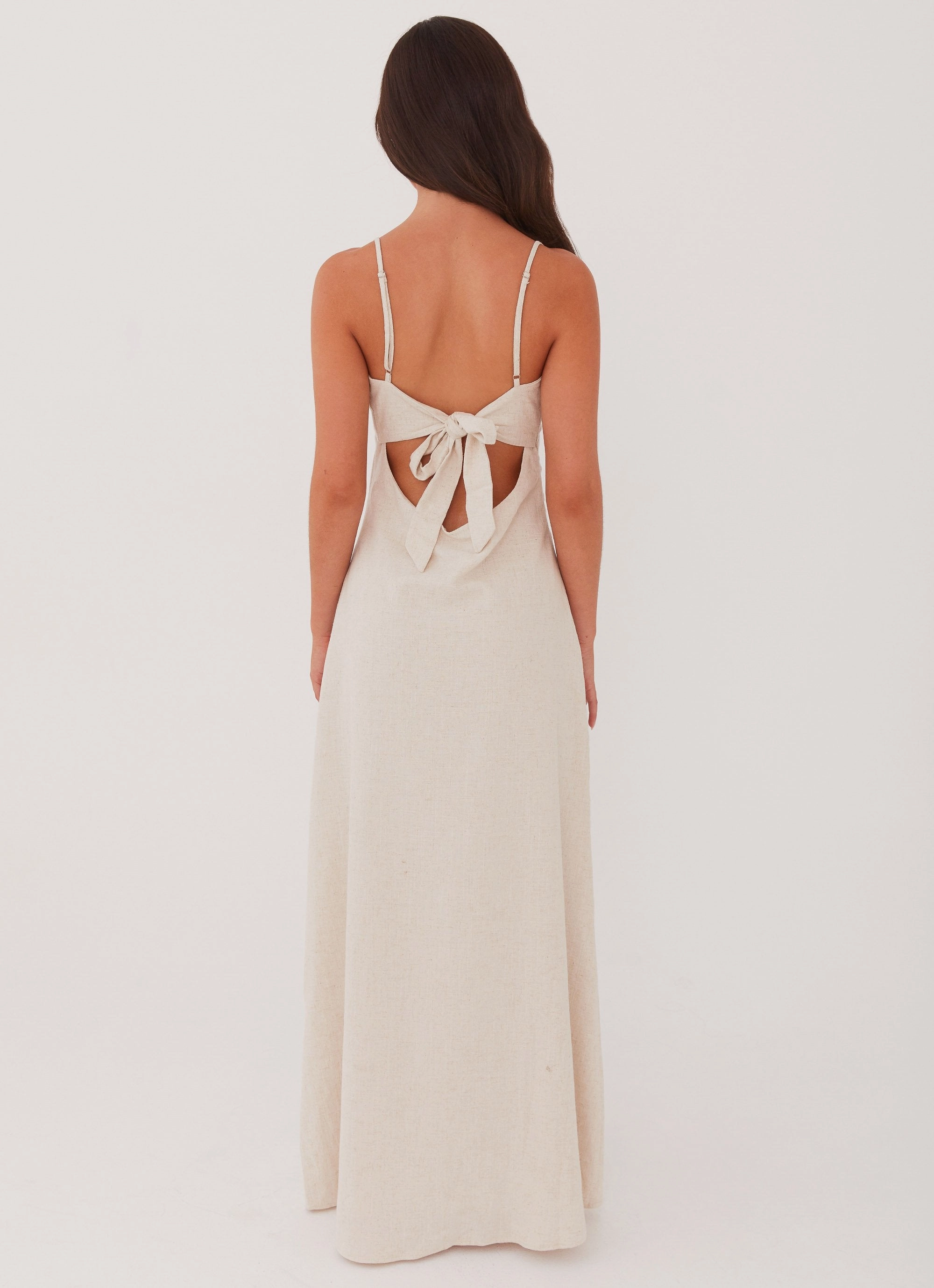 Flora Linen Maxi Dress - Oatmeal Sleek and Flattering Functional-Design