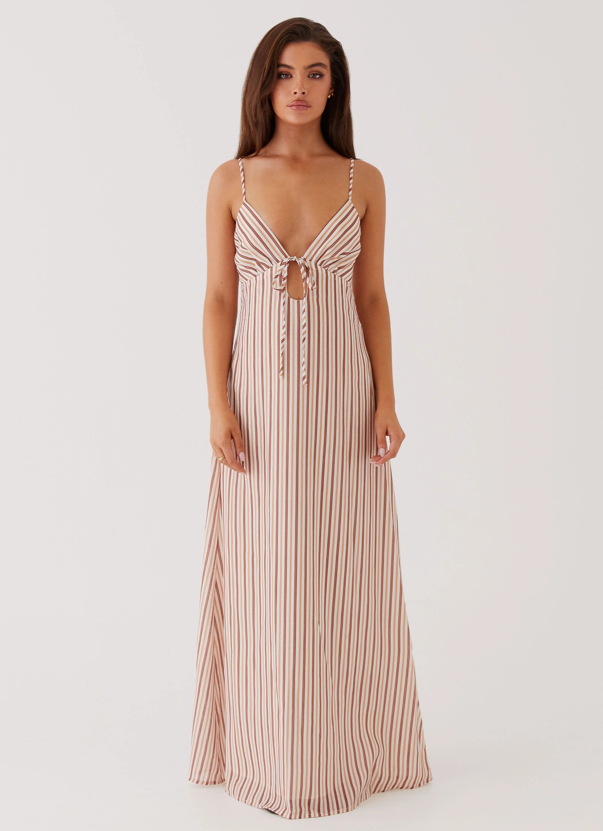 Signature-Style Flora Linen Maxi Dress - Passionfruit Stripe