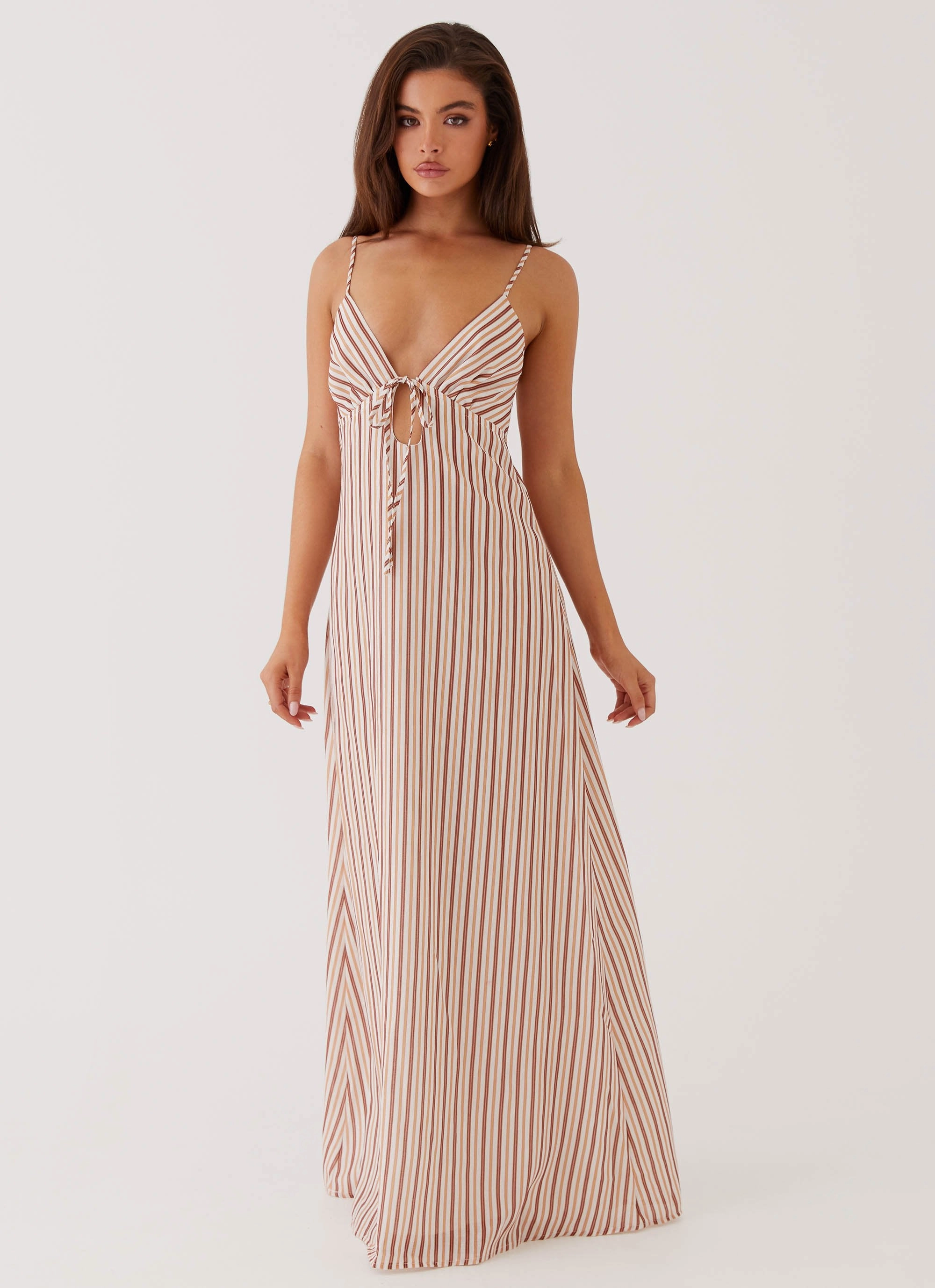 Cozy Layer Flora Linen Maxi Dress - Passionfruit Stripe