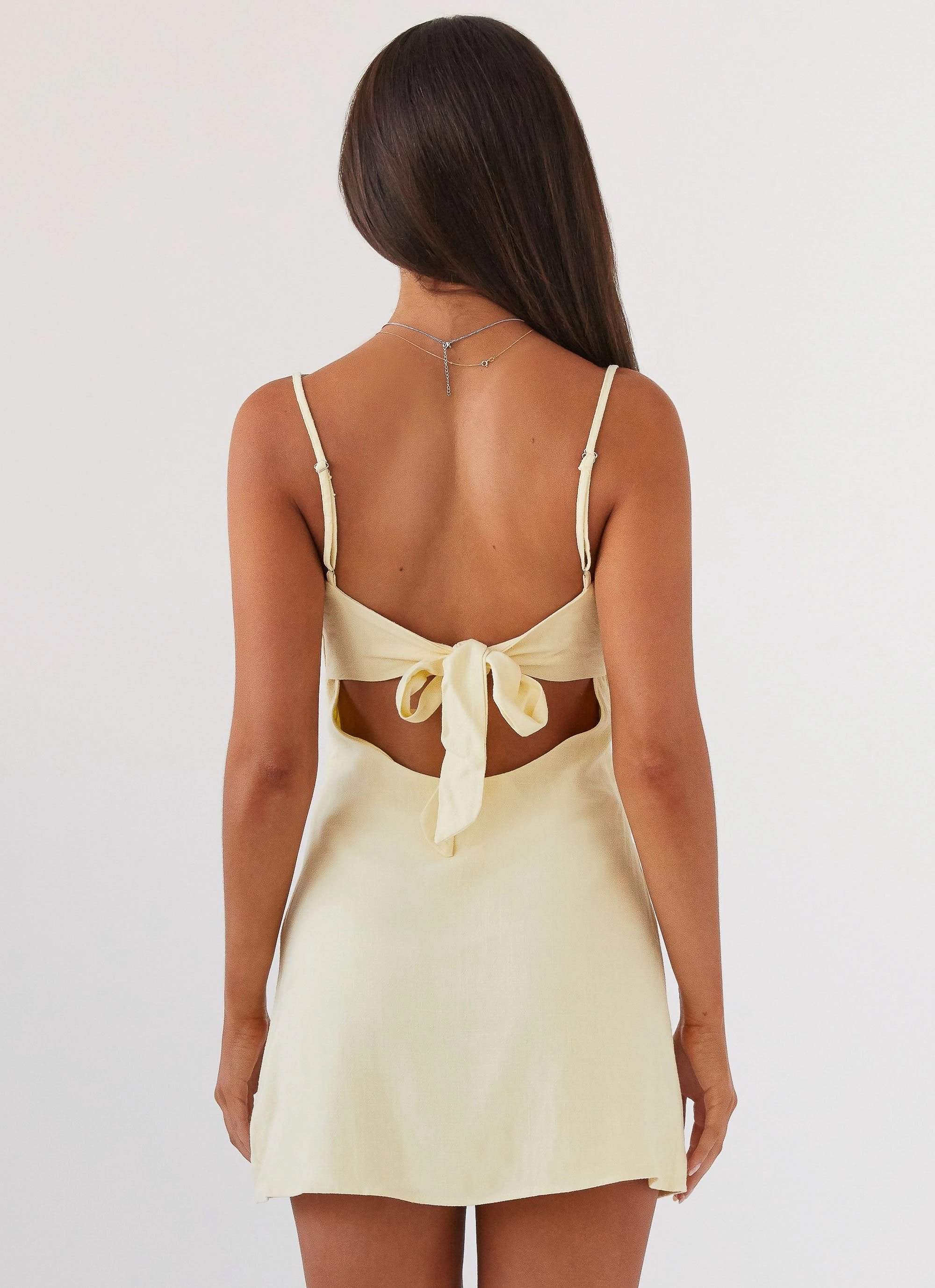 Pure Motion Flora Linen Mini Dress - Lemon