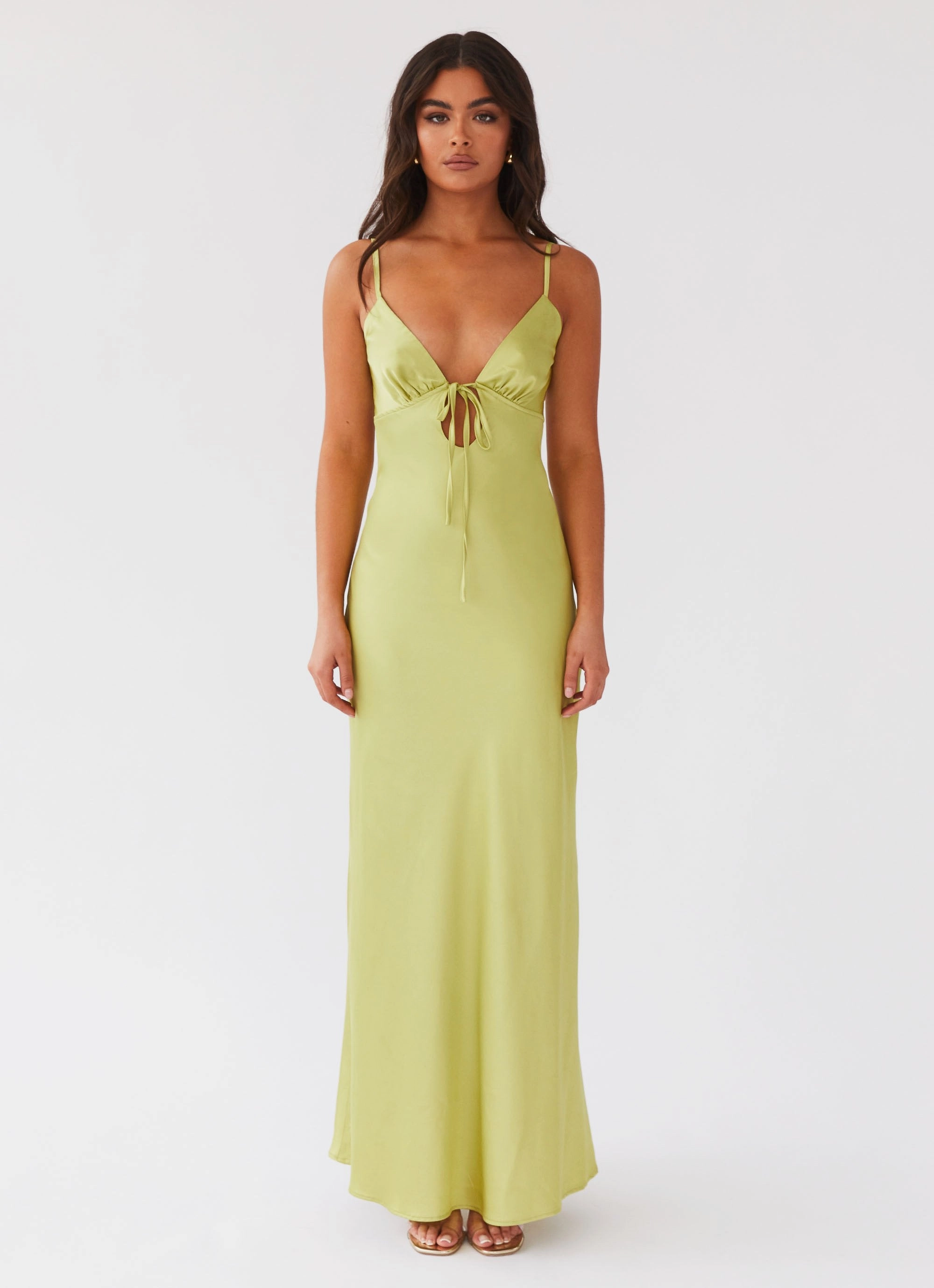 Flora Satin Maxi Dress - Green Expectations Love Glow