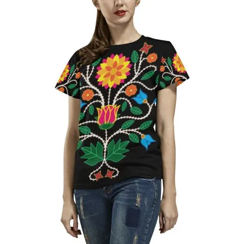 Floral Beadwork-03 T-shirt for Women/Large Size (USA Size) (