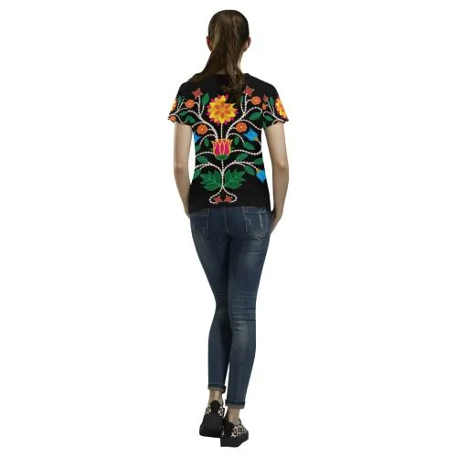 Floral Beadwork-03 T-shirt for Women/Large Size (USA Size) (
