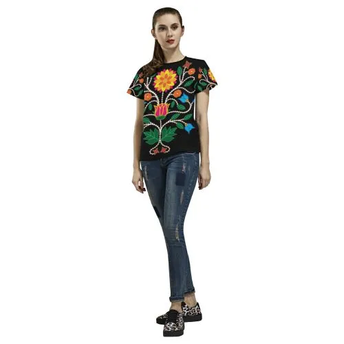 Floral Beadwork-03 T-shirt for Women/Large Size (USA Size) (