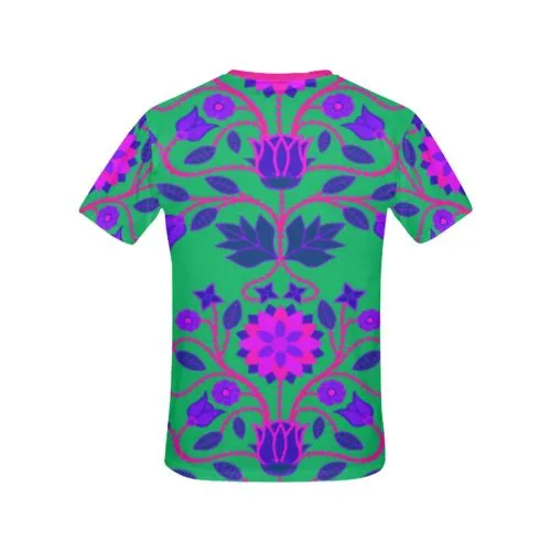 Floral Beadwork Four Clans Deep Lake T-shirt for Women/Large Size (USA Size) (