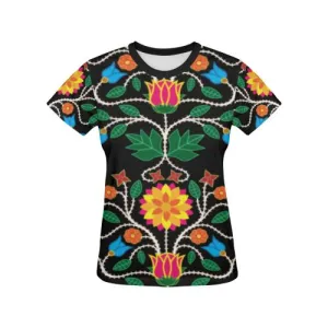 Floral Beadwork Four Clans T-shirt for Women/Large Size (USA Size) (