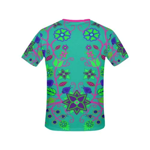 Floral Beadwork Seven Clans Deep Lake T-shirt for Women/Large Size (USA Size) (
