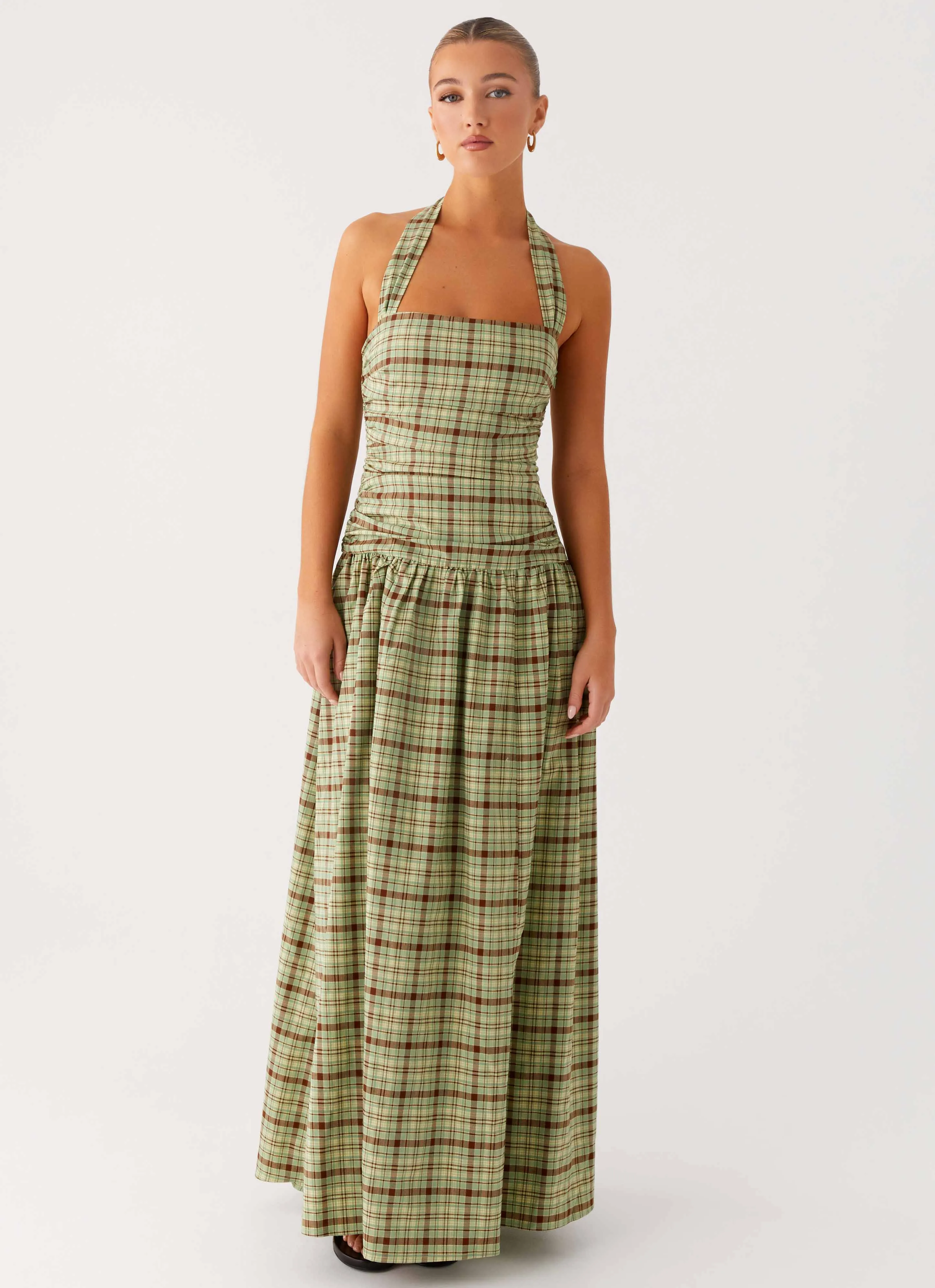 birthday party Lilith Maxi Dress - Forest Plaid
