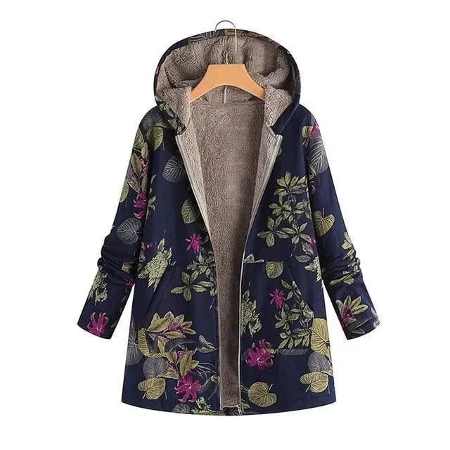 Floral Loose Plus Size Winter Coat