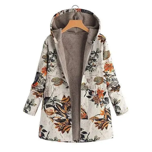 Floral Loose Plus Size Winter Coat