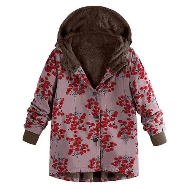 Floral Loose Plus Size Winter Coat