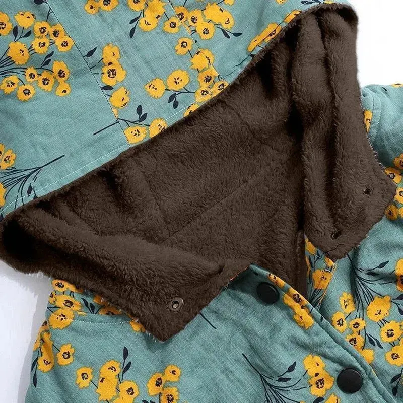 Floral Loose Plus Size Winter Coat