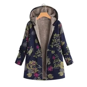 Floral Loose Plus Size Winter Coat