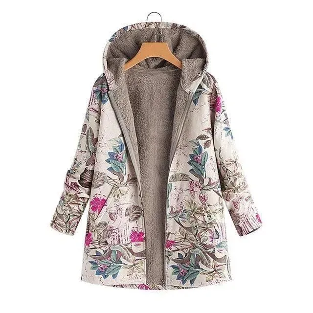 Floral Loose Plus Size Winter Coat