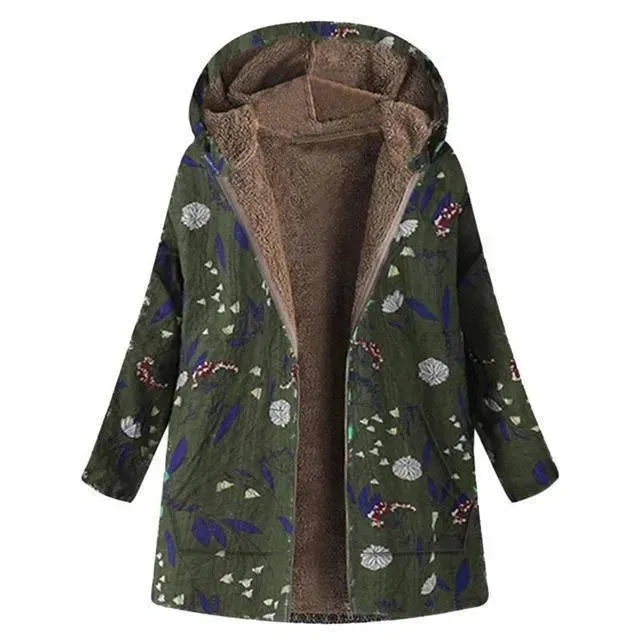Floral Loose Plus Size Winter Coat