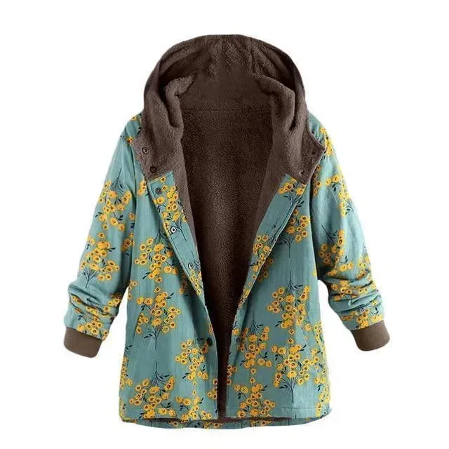 Floral Loose Plus Size Winter Coat