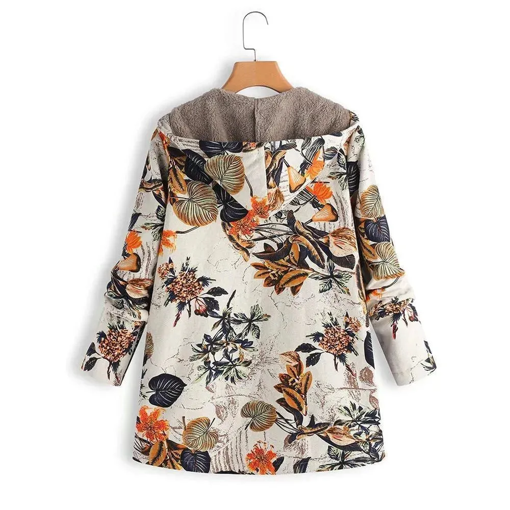 Floral Loose Plus Size Winter Coat