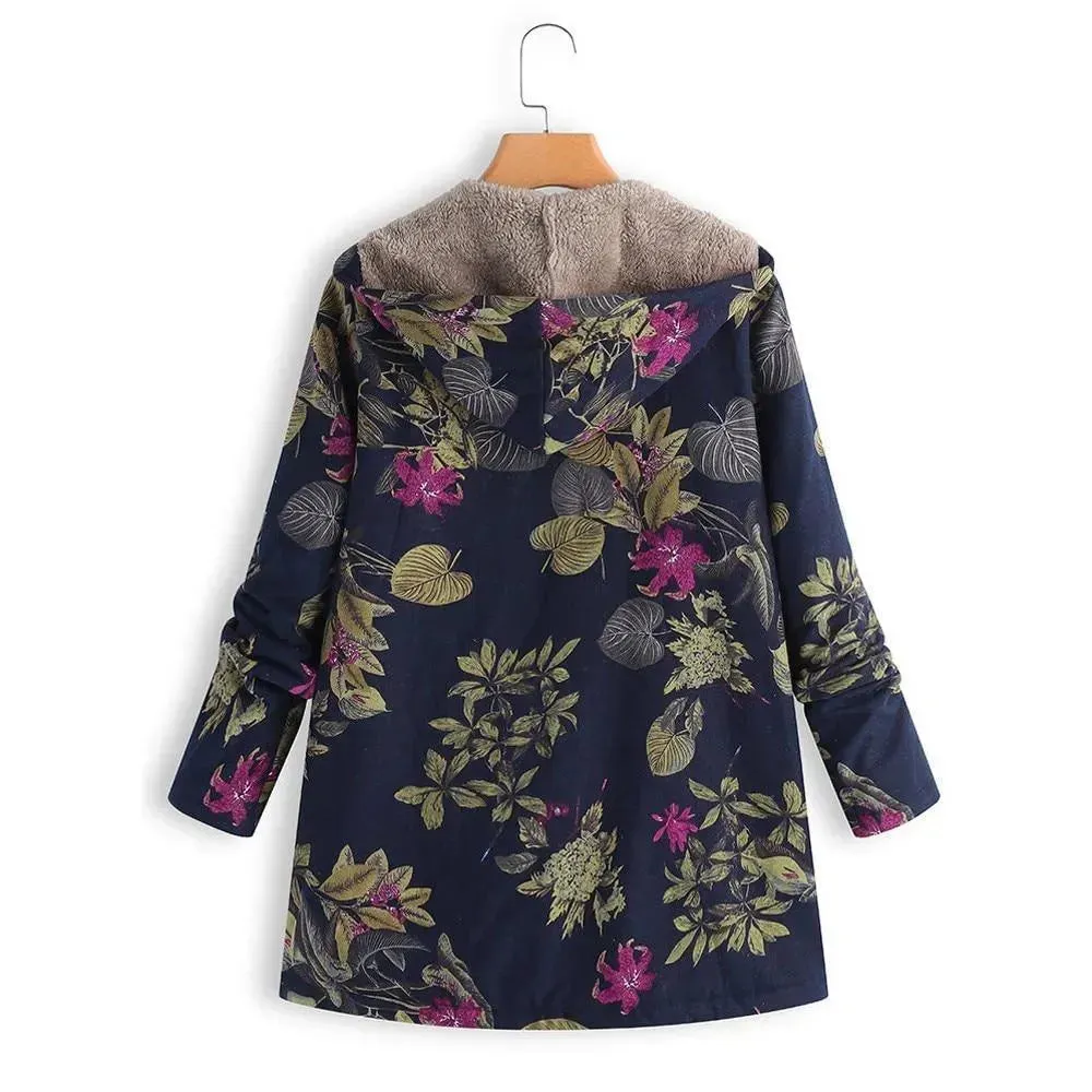 Floral Loose Plus Size Winter Coat