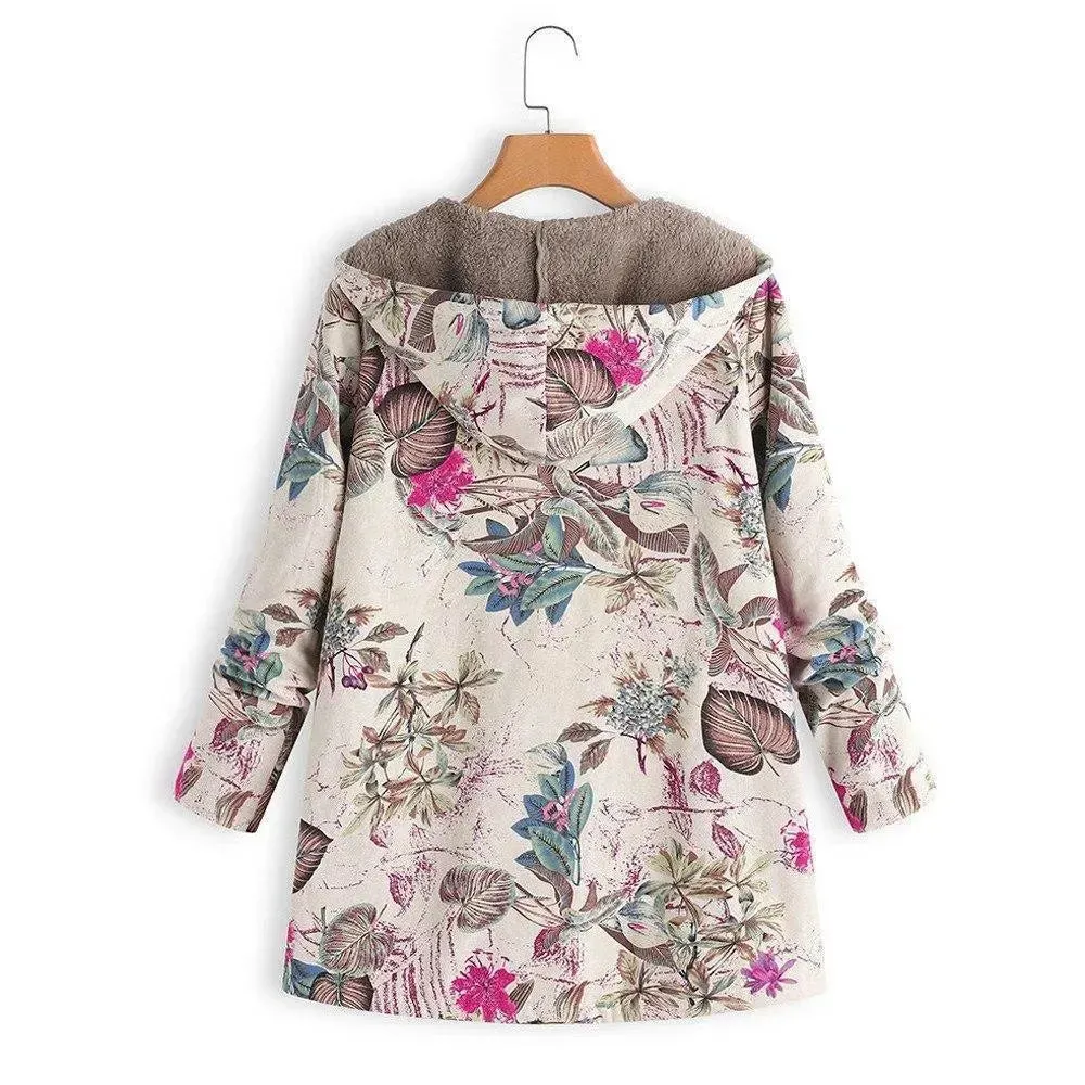 Floral Loose Plus Size Winter Coat