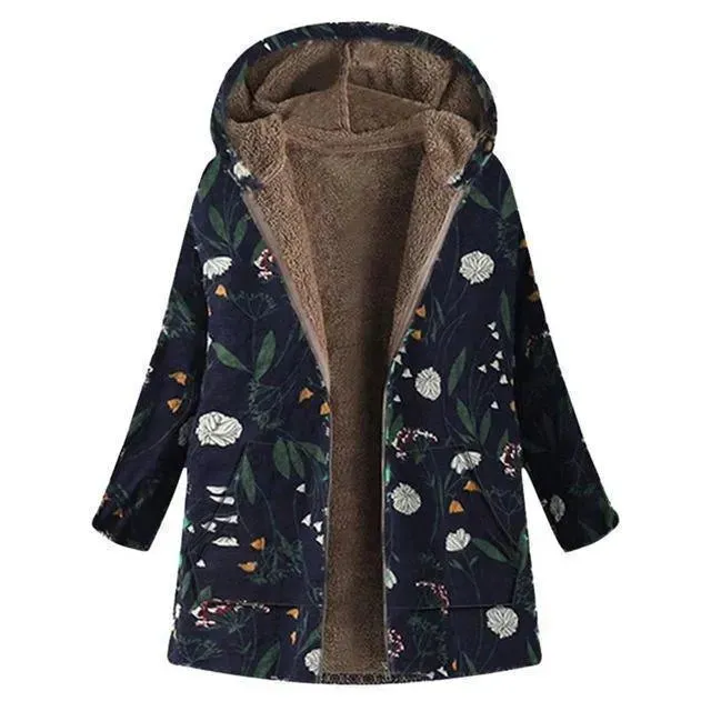 Floral Loose Plus Size Winter Coat
