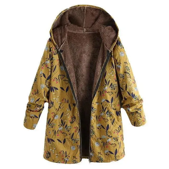 Floral Loose Plus Size Winter Coat