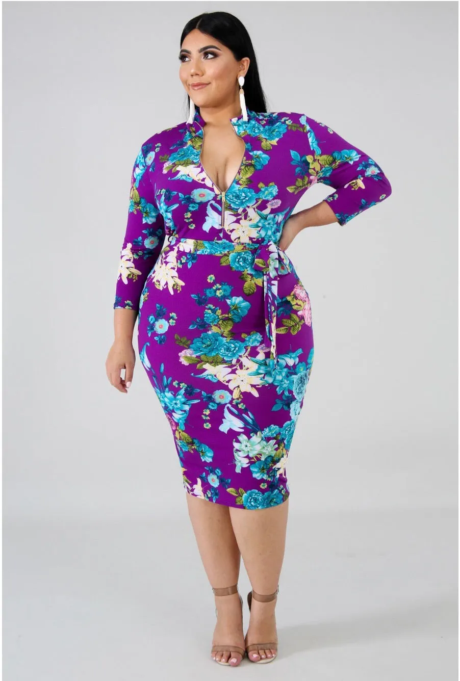 Floral Midi Plus Dress