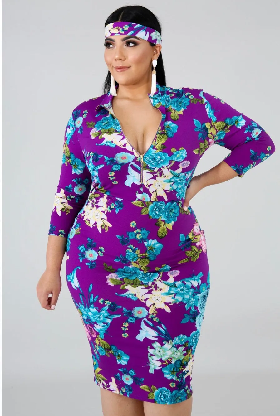 Floral Midi Plus Dress