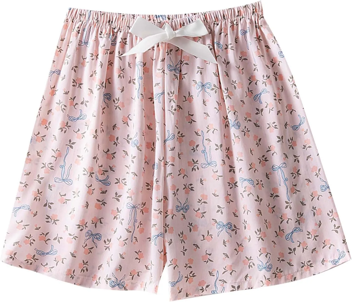 Floral Print Boxer Shorts for Women Comfy Summer Thin Elastic Waist Pjs Bottoms Loose Sleepwear Lounge Pajama Shorts