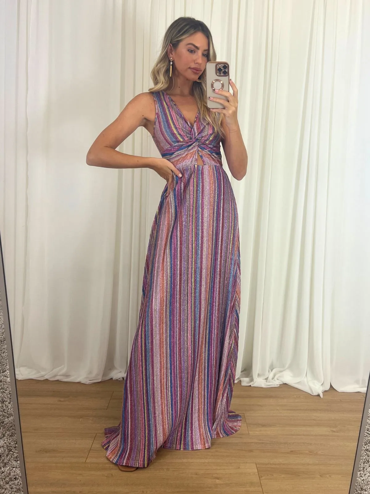 Florence Stripe Sparkle Maxi Dress in Multi Lace Fine Fashion Mix