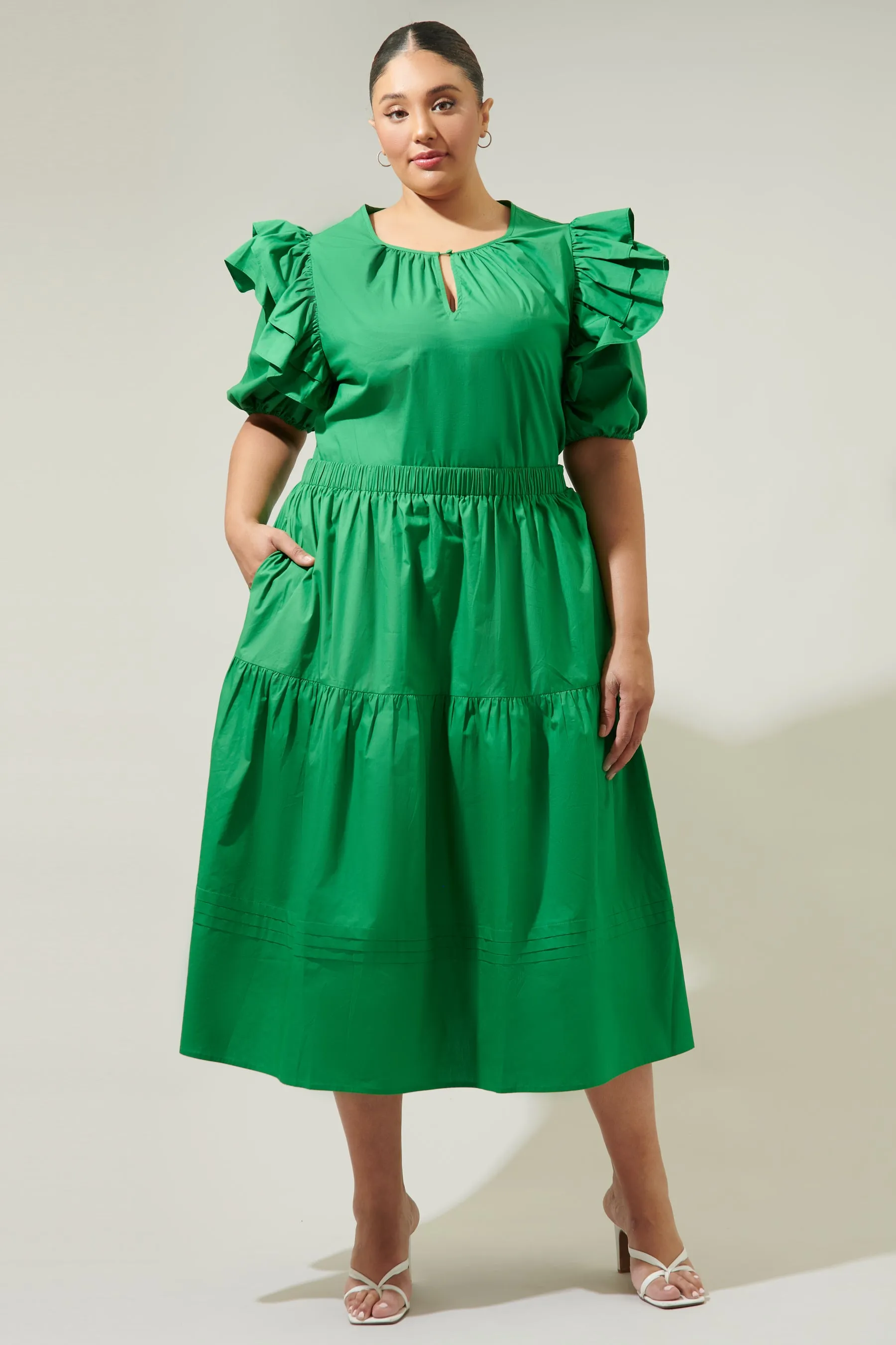 Flores Pleated Midi Skirt Curve