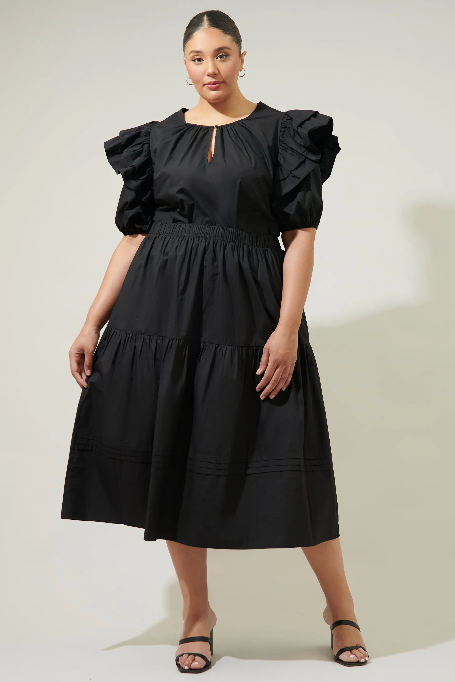 Flores Pleated Midi Skirt Curve