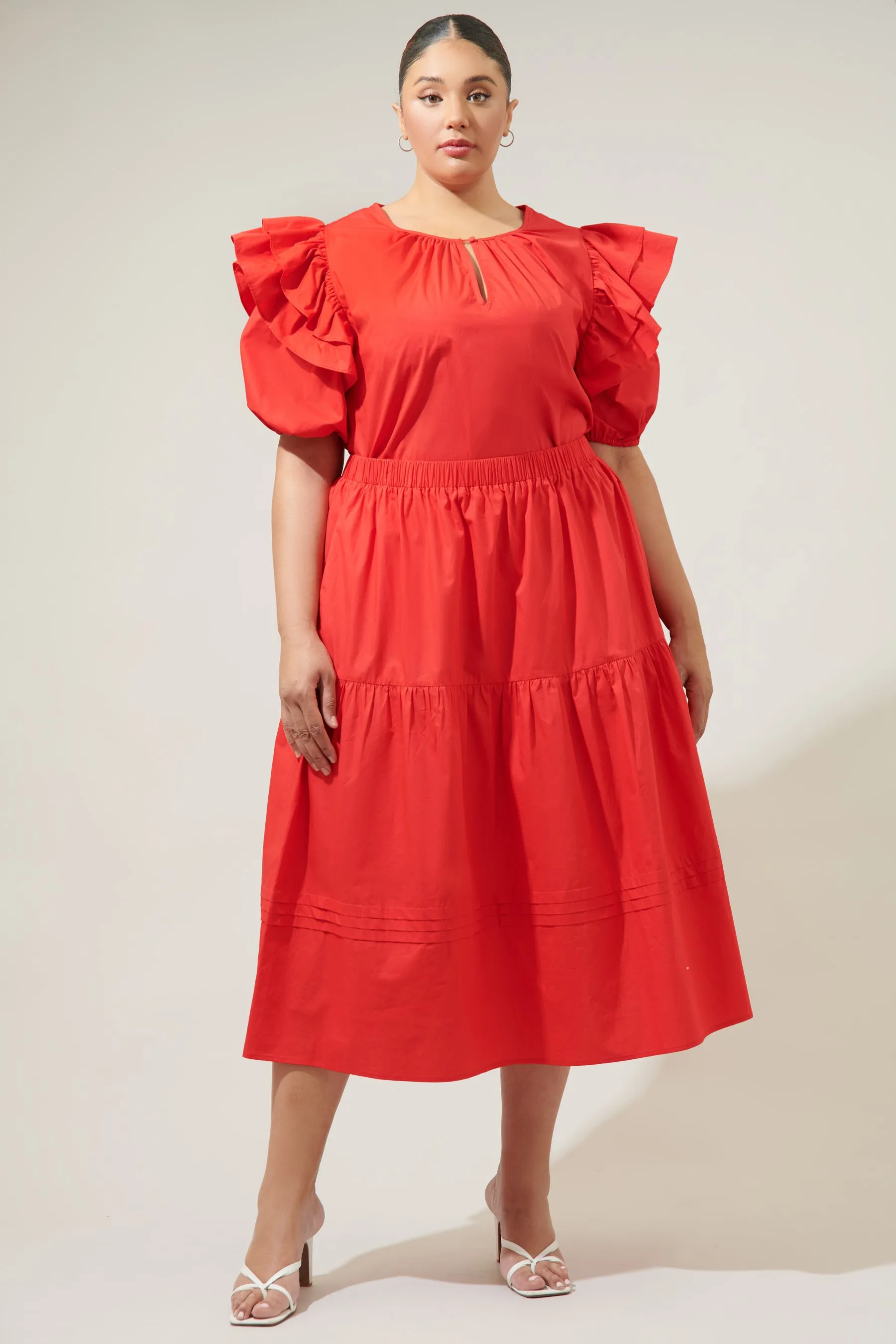 Flores Pleated Midi Skirt Curve