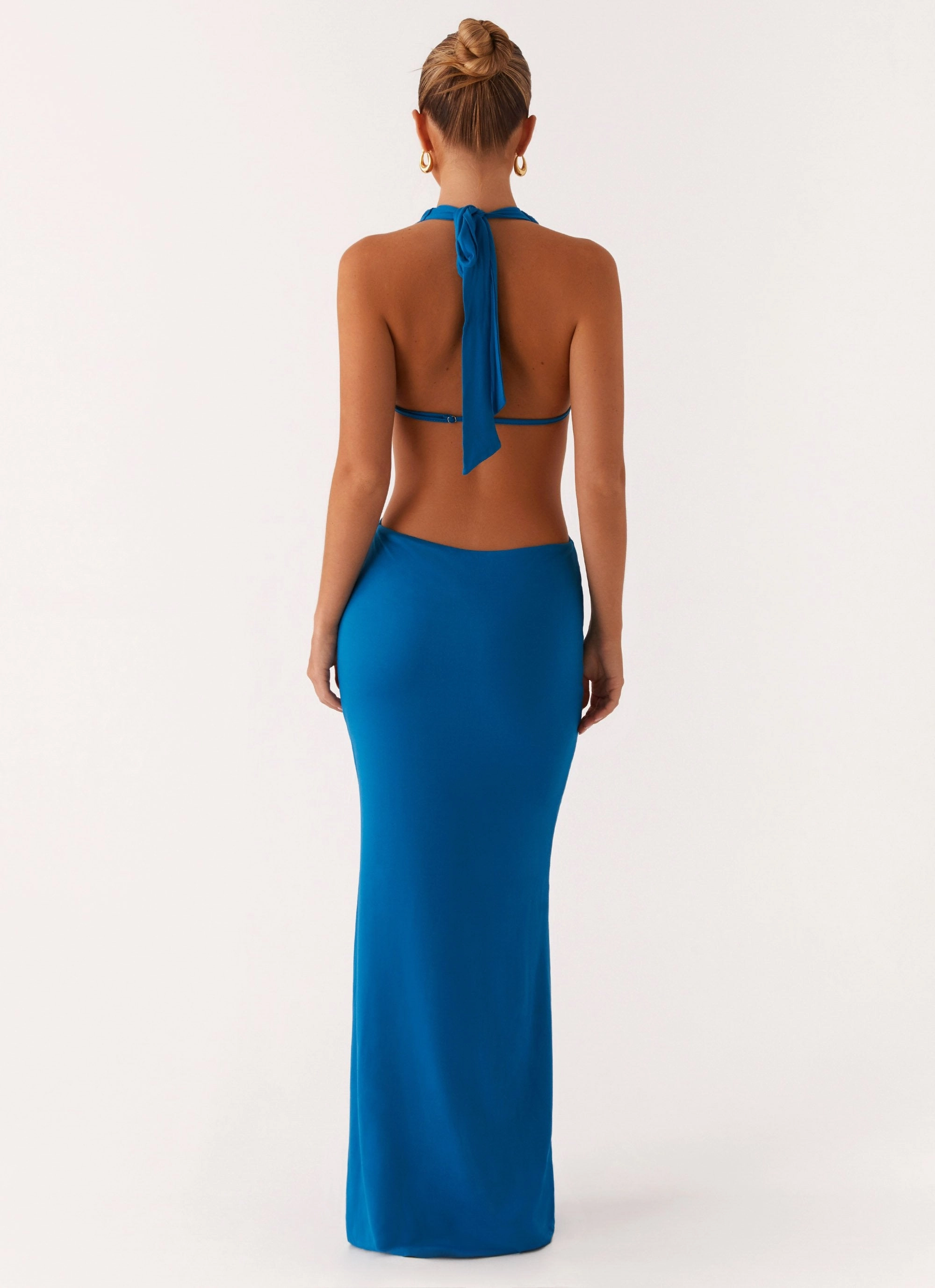 Sleek Wear Flossy Maxi Dress - Royal Blue