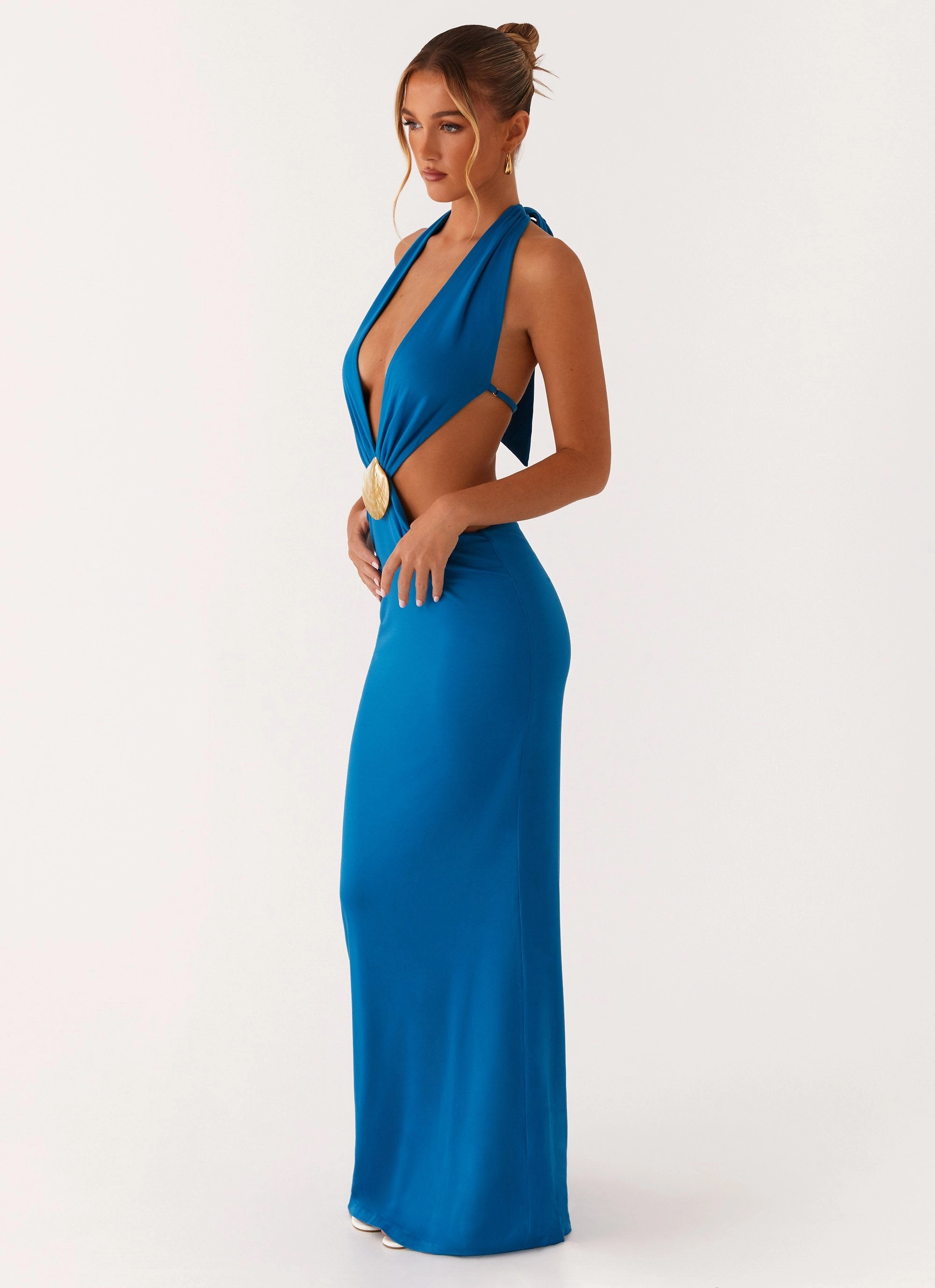 Flossy Maxi Dress - Royal Blue Flattering Shape Fit Base