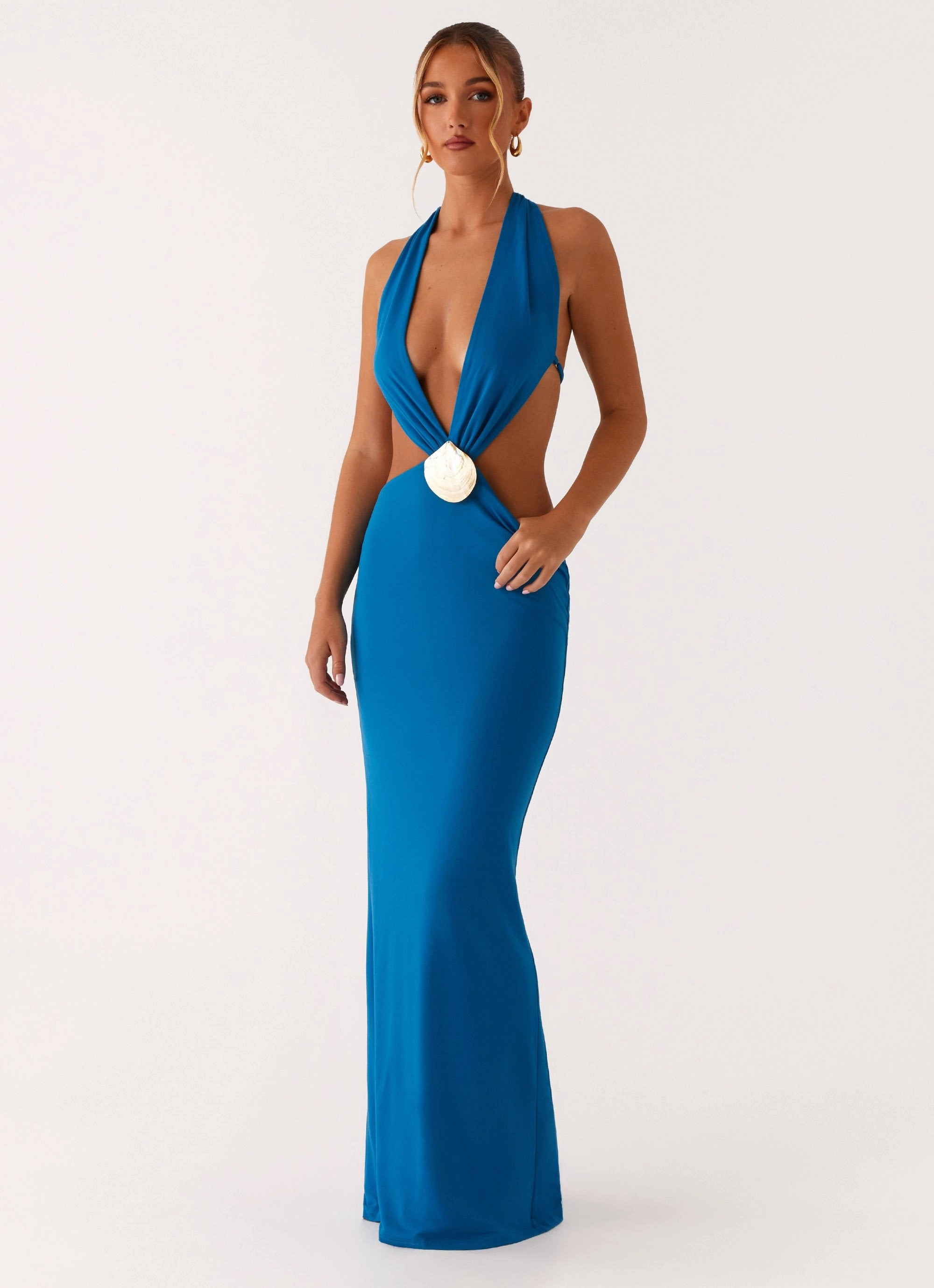 Ready Anytime Gentle Aesthetic Flossy Maxi Dress - Royal Blue