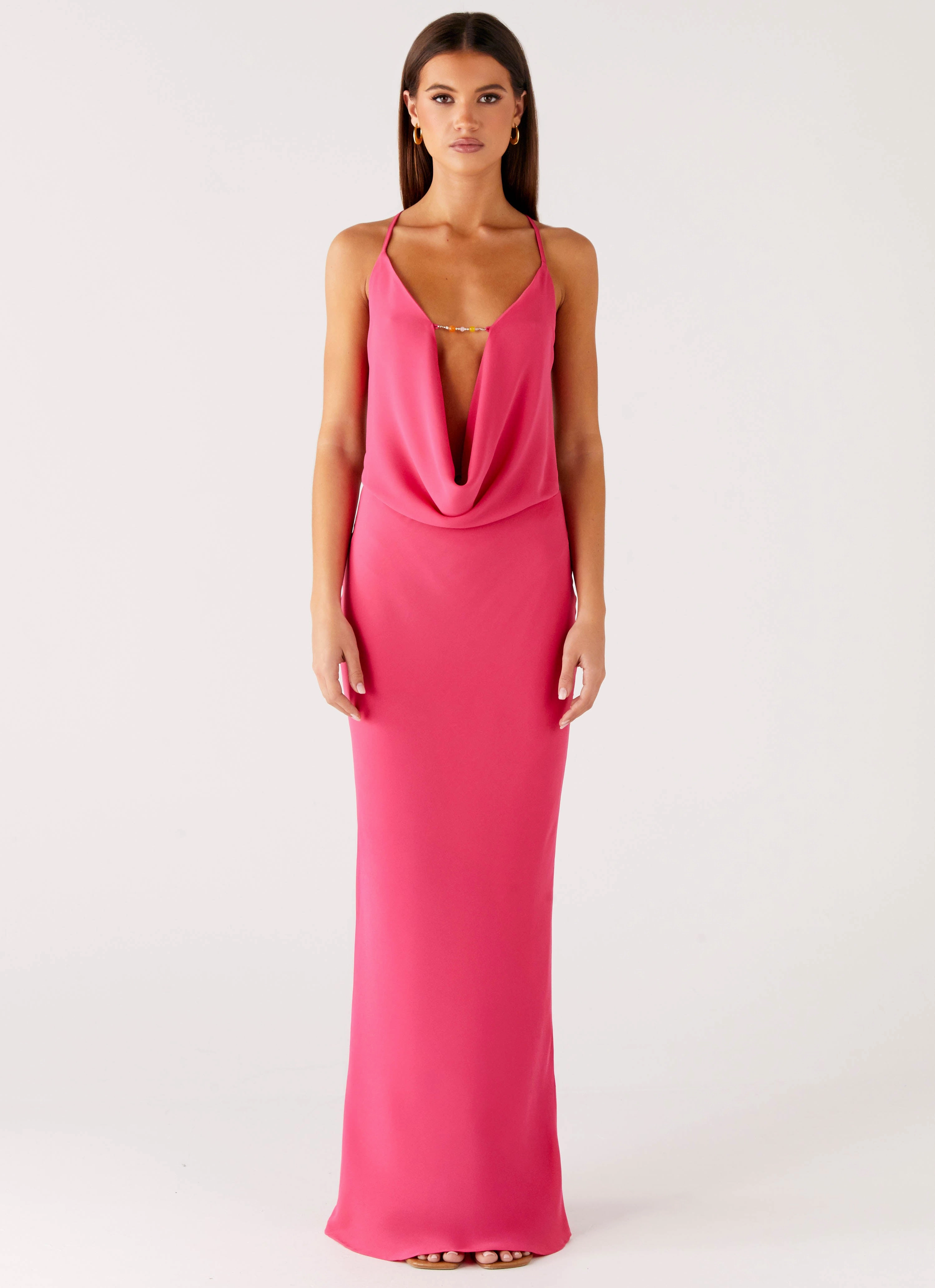 Pure Heart Cowl Maxi Dress - Fuchsia Modern Soft Perfect Day-to-Night