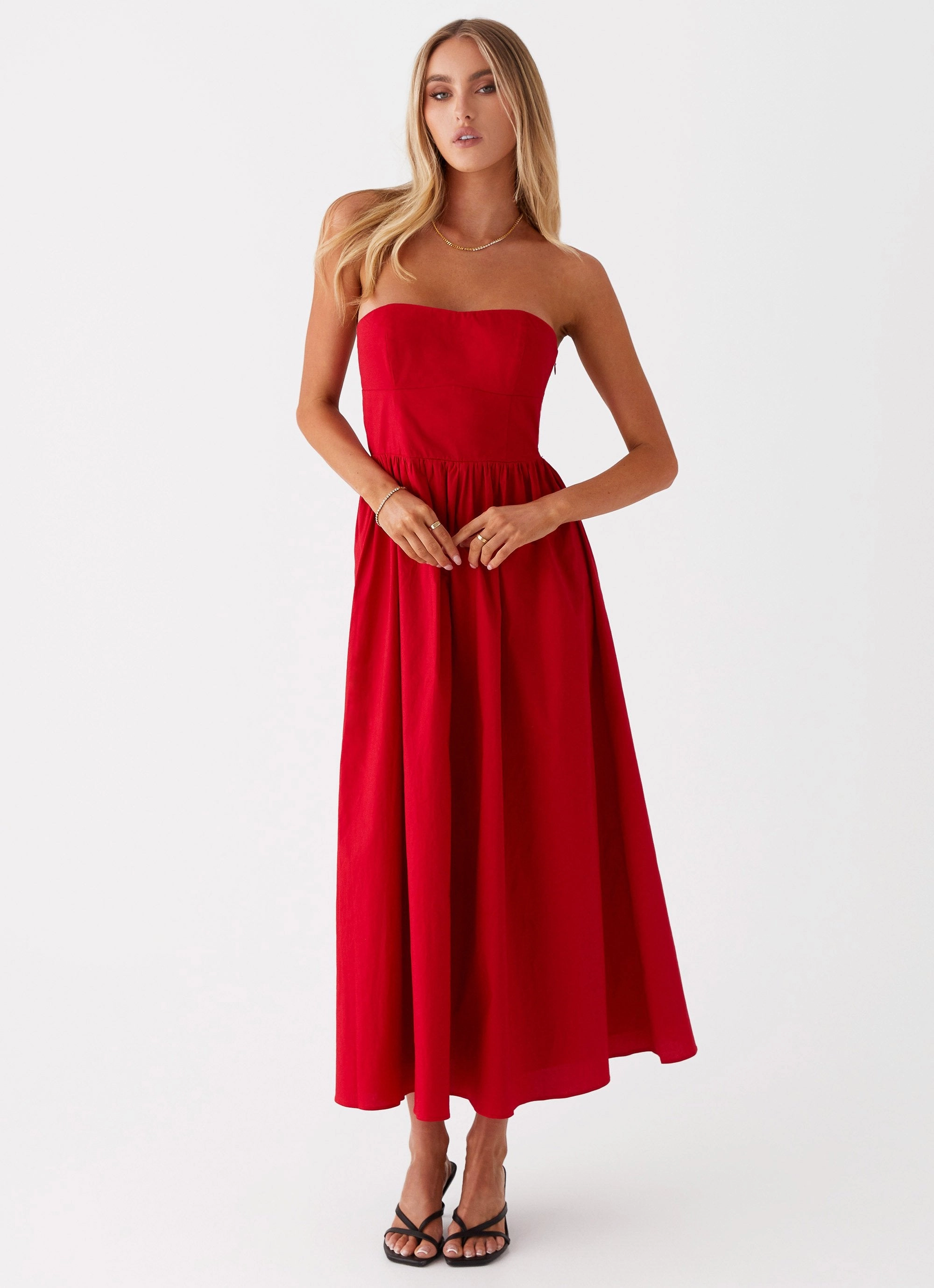 Airy Touch Comfy Detail Love Me Later Midi Dress - Red