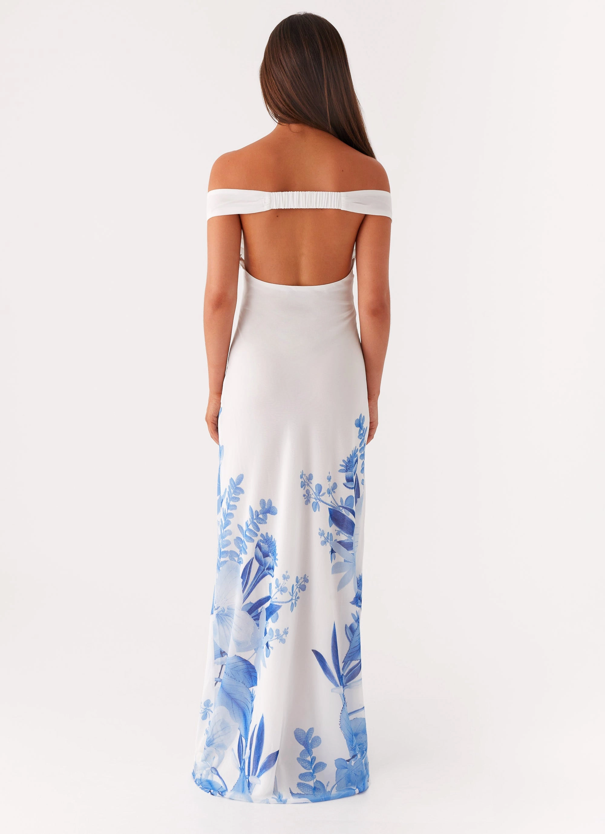 Krissa Maxi Dress - Blue Floral High-Low-Hem