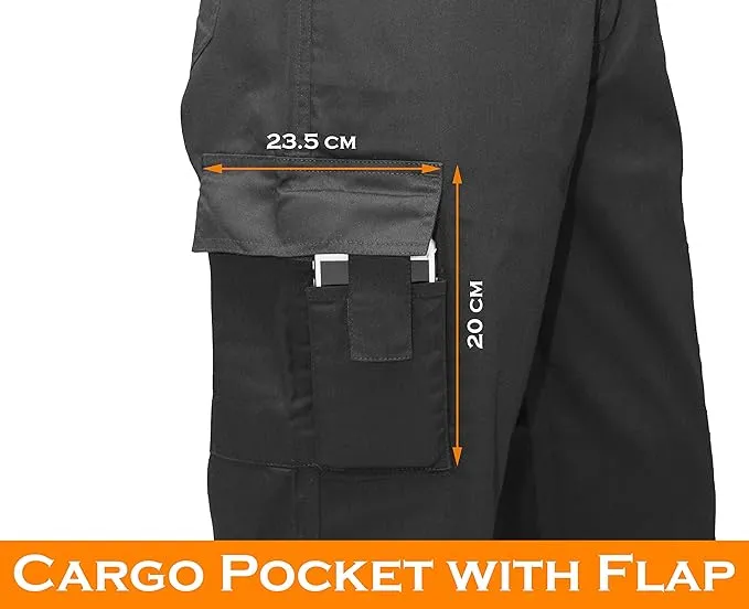 FNT Workwear Multi Pockets Men Cargo Combat Work Trousers Work Pants with Button & Zip Fly