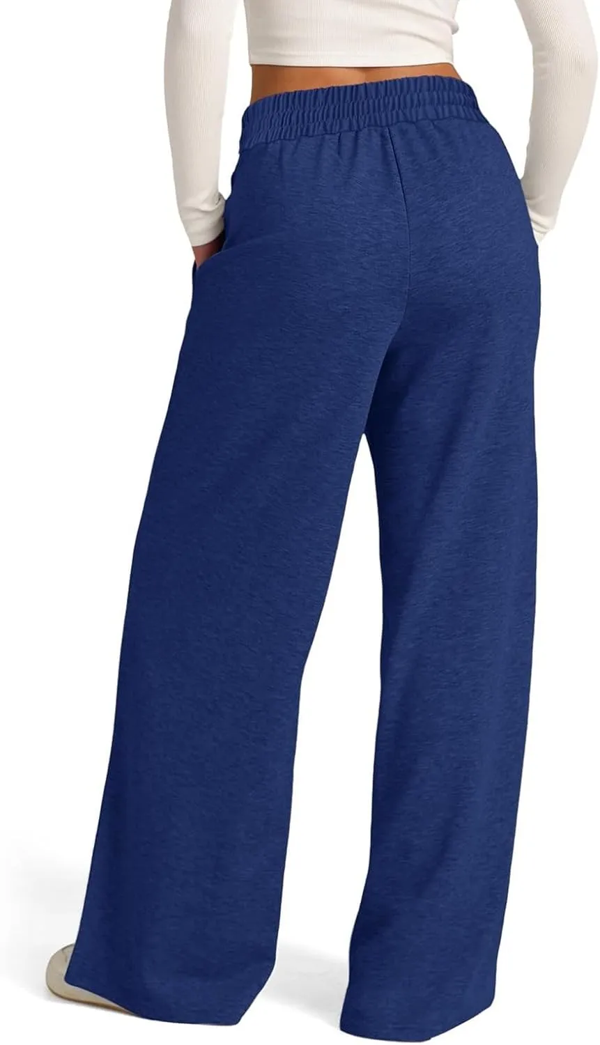 FONMA Womens Wide Leg Sweatpants 2025 Casual Loose Solid Pants Comfy Lounge Joggers Baggy Sweatpants Yoga Pants with Pockets